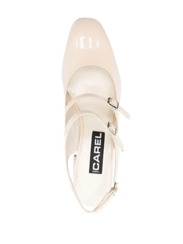 CAREL Paris Bananaミュール36 Banana - White patent leather slingback Mary Janes | Carel Paris