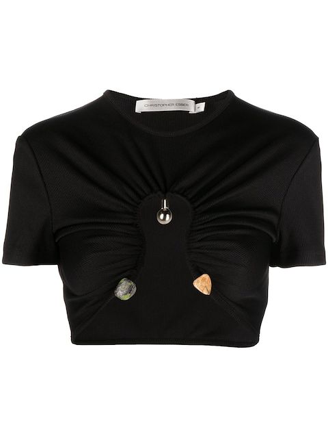 Christopher Esber ruched quartz crop top