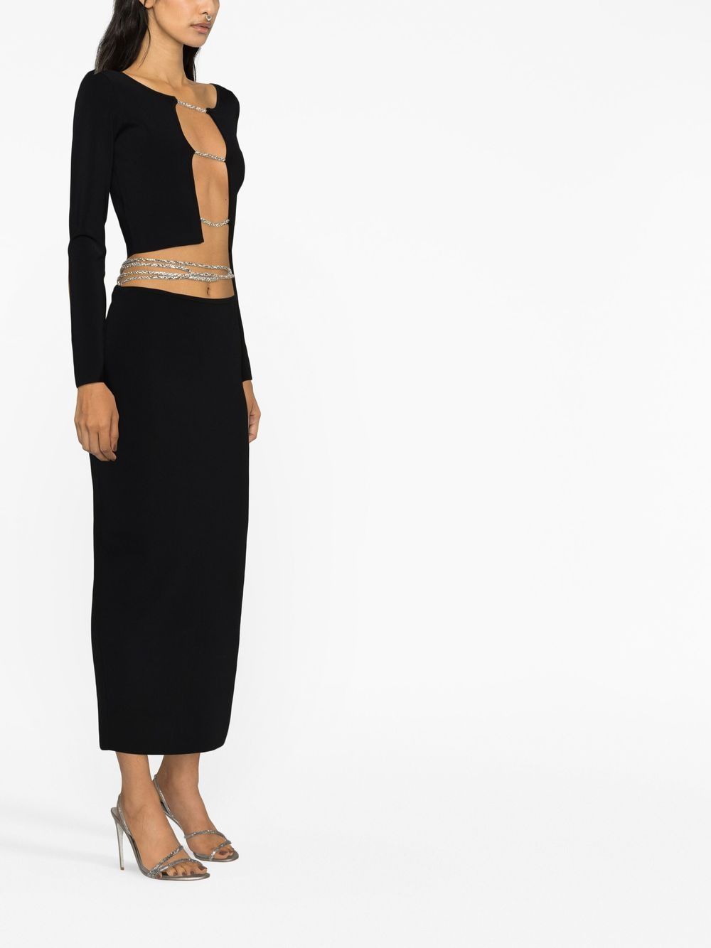 Shop Christopher Esber Crystal-embellished Strap-detail Skirt In Black