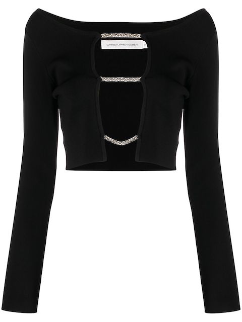 Christopher Esber crystal-embellished strap-detail top