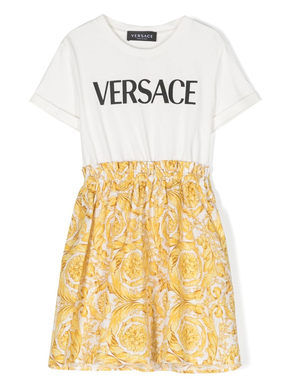 Versace Kids' Logo-print Layered T-shirt Dress In White