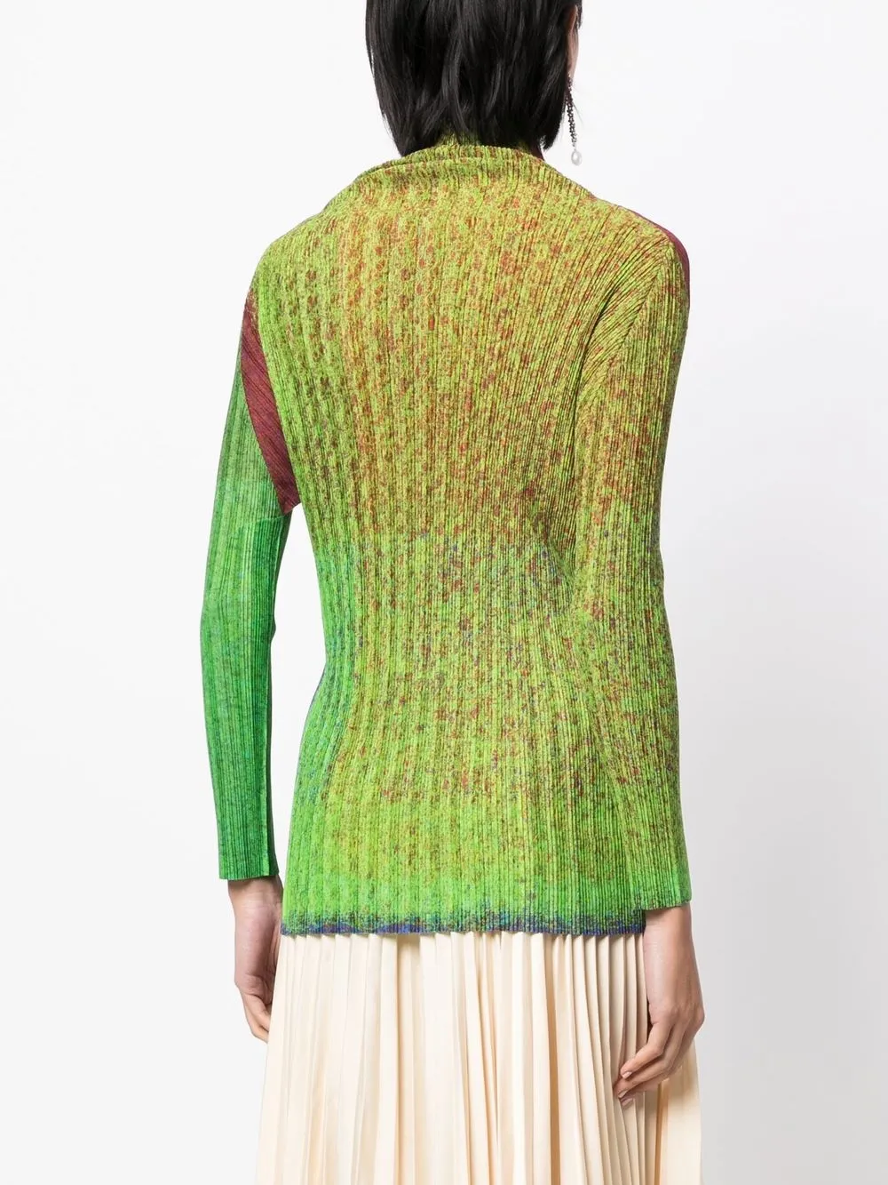 PLEATS PLEASE ISSEY MIYAKE 拼色罗纹针织上衣