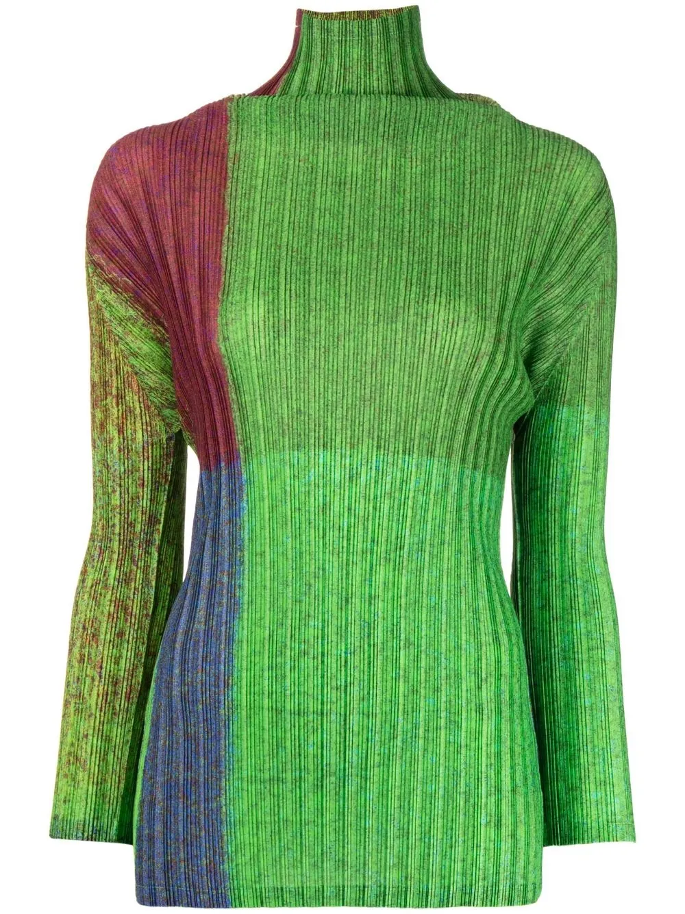 

Pleats Please Issey Miyake colour-block rib-knit top - Green