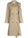 Goen.J double-breasted two-tone trench coat - Brown