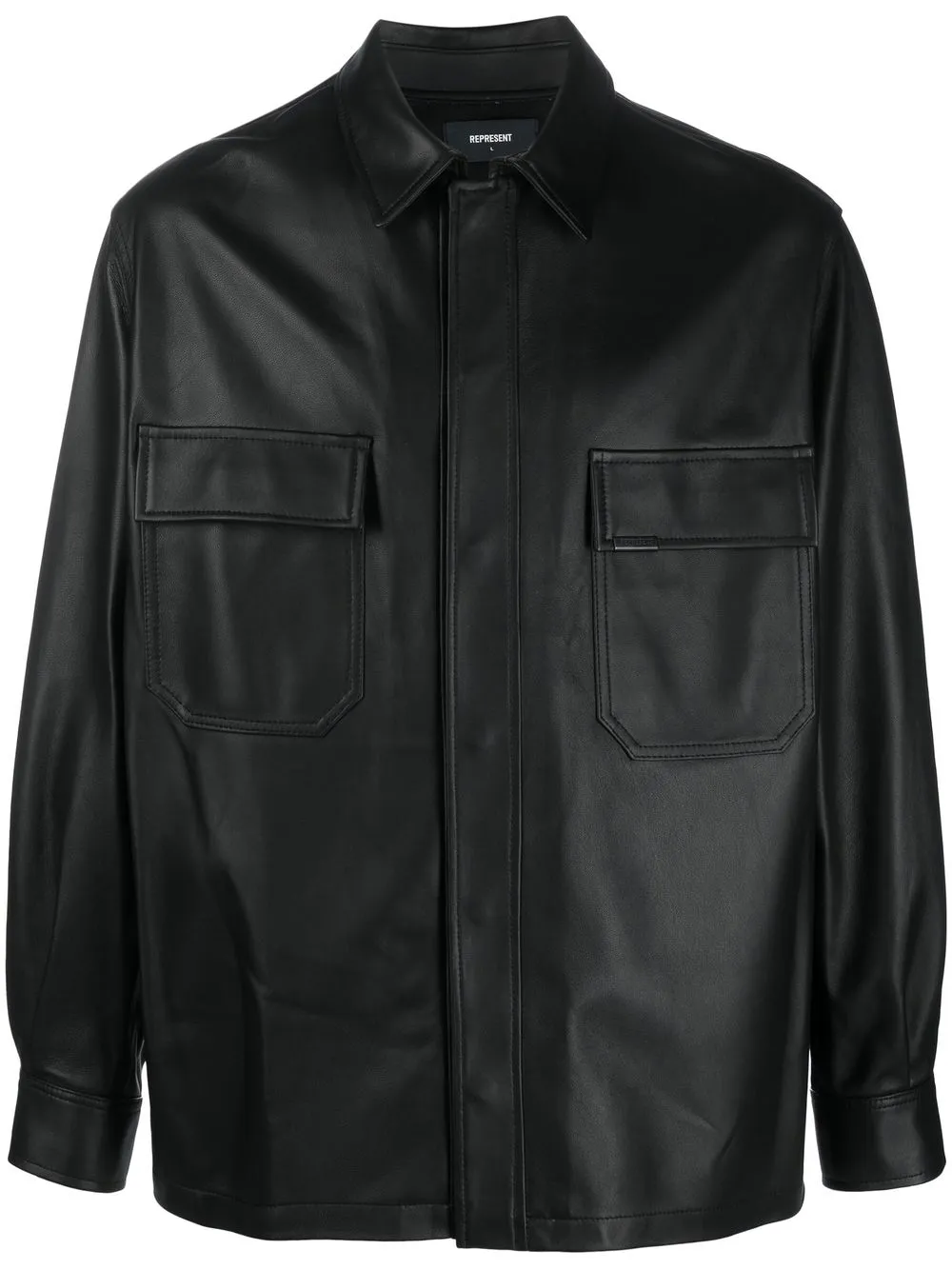 

Represent long-sleeve leather shirt - Black