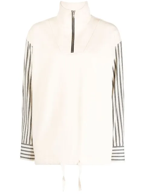 Goen.J poplin striped-sleeve sweatshirt