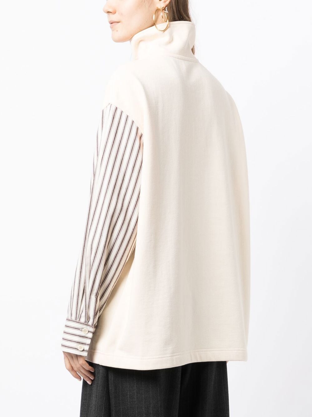 Shop Goen J Striped Poplin Layered Shirt-sweatshirt In White