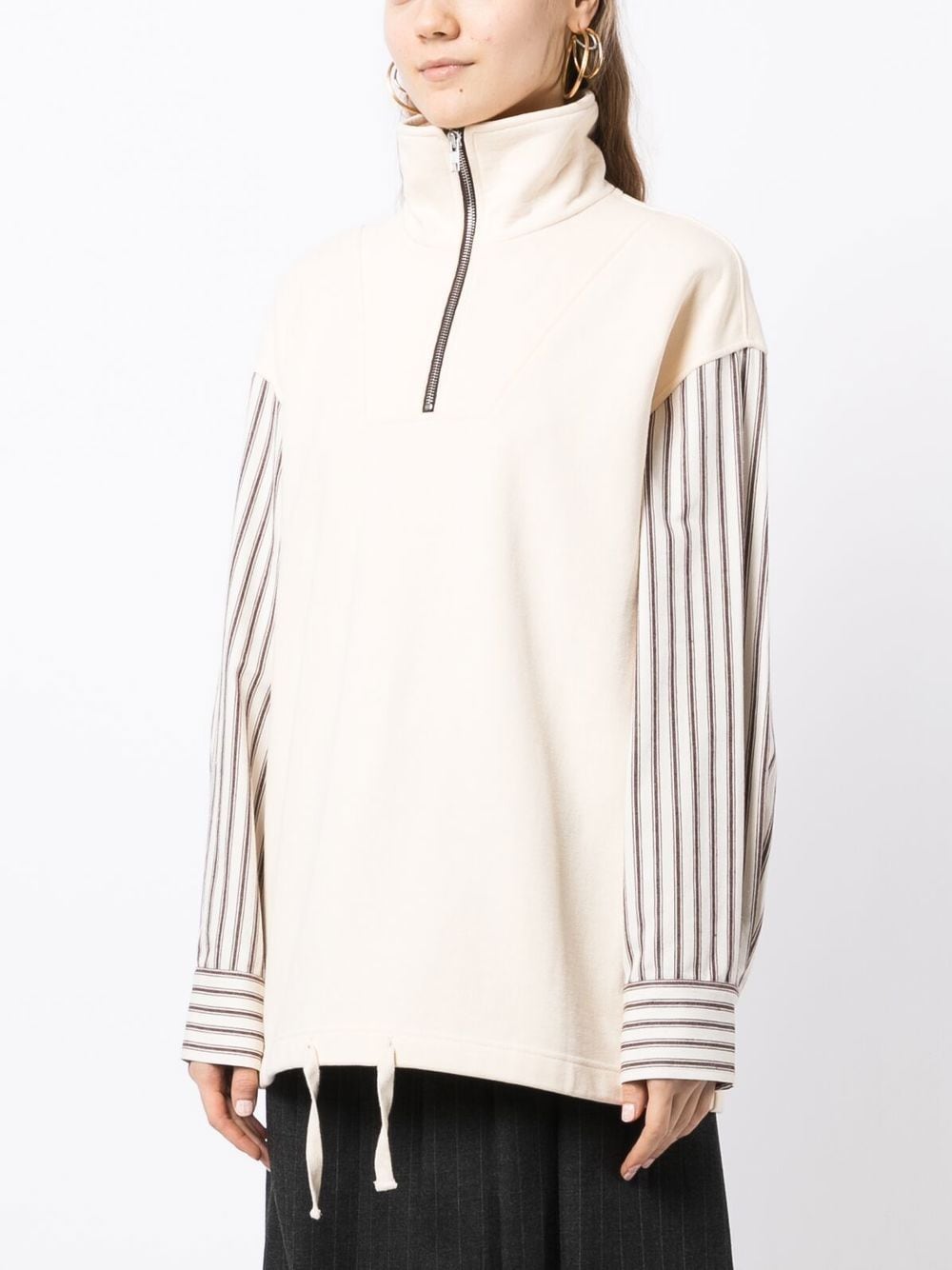 Shop Goen J Striped Poplin Layered Shirt-sweatshirt In White