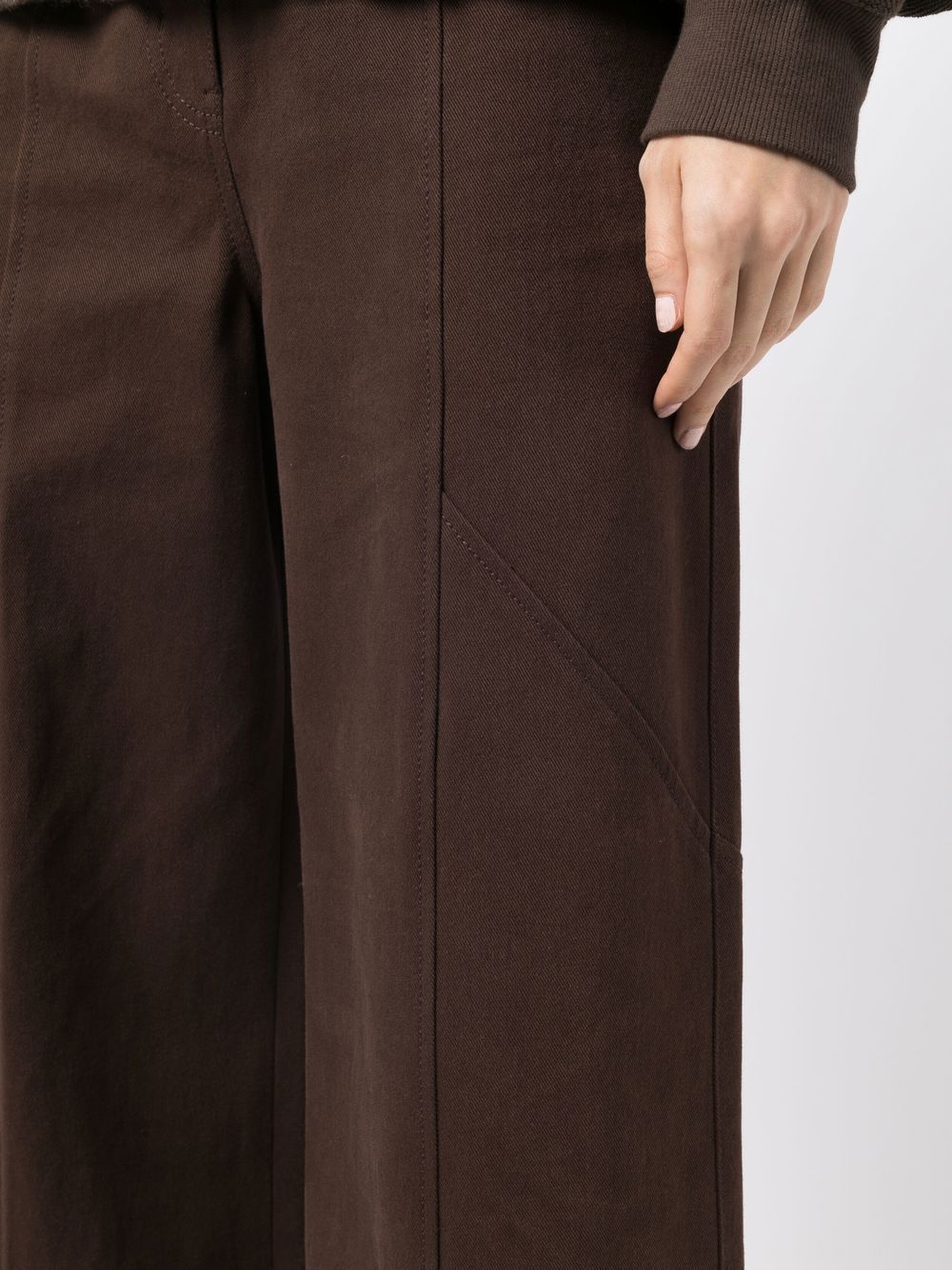 Shop Goen J Twill Wide-leg Trousers In Brown