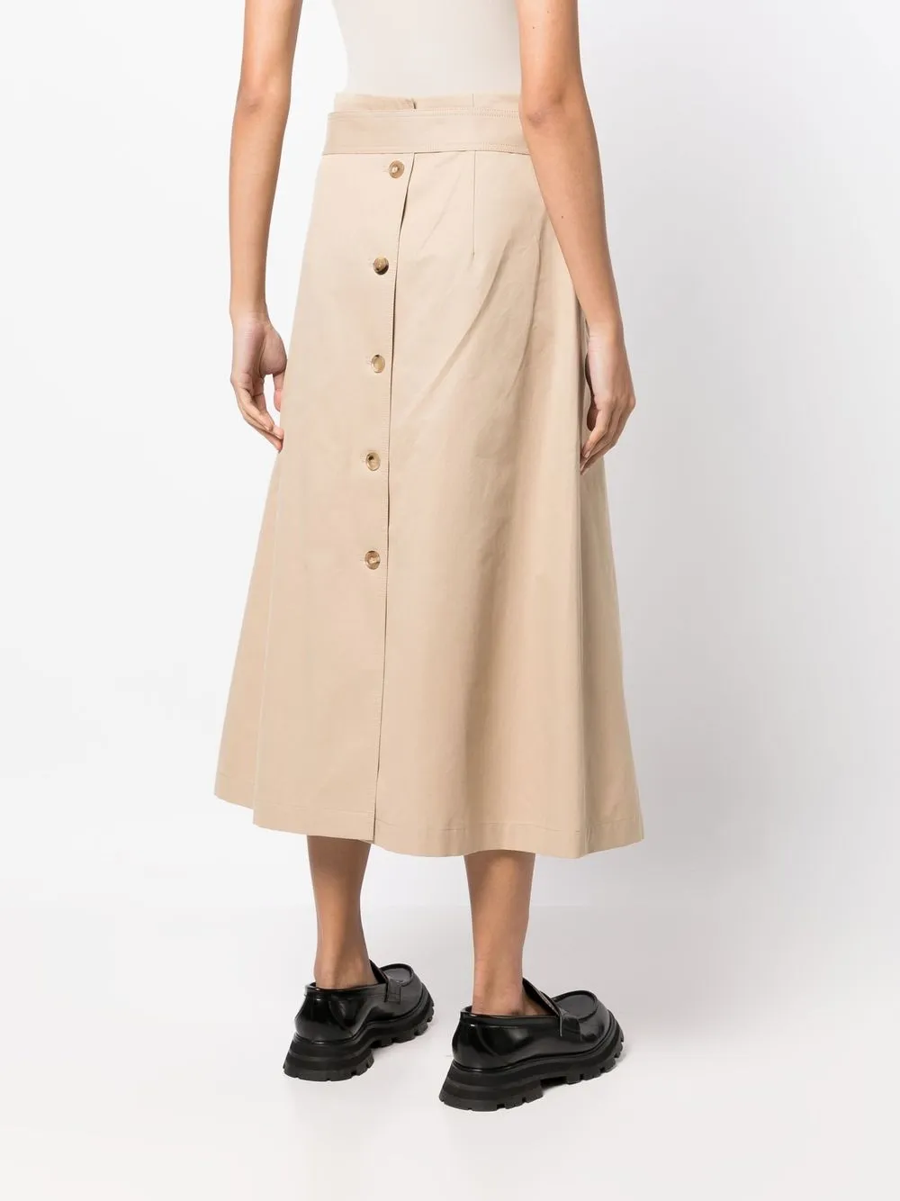 Shop Goen J Belted High-waist A-line Skirt In Brown