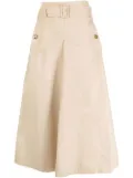 Goen.J belted high-waist A-line skirt - Brown