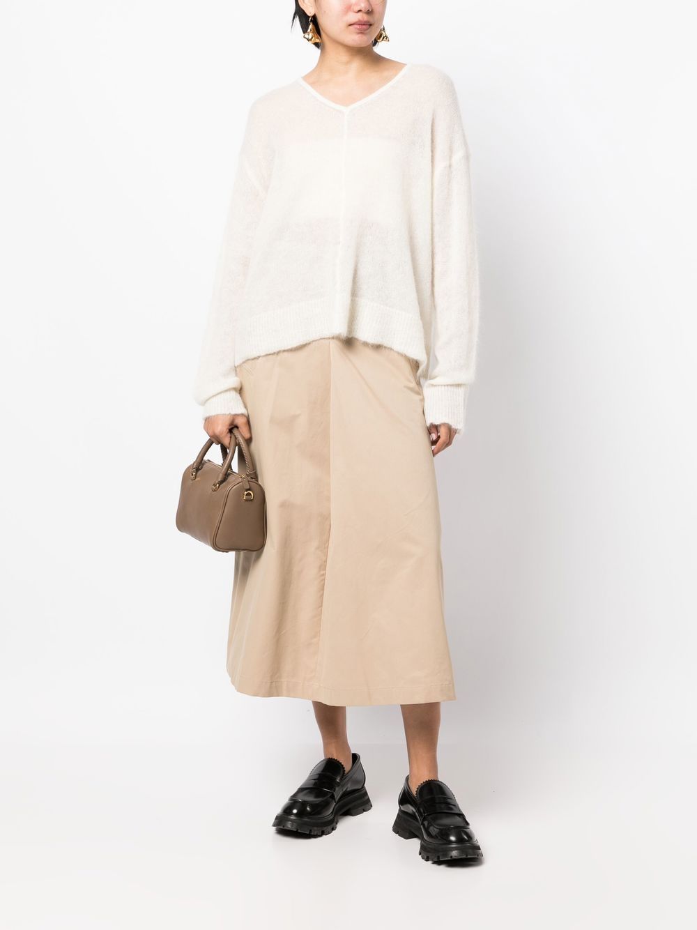 Shop Goen J Belted High-waist A-line Skirt In Brown