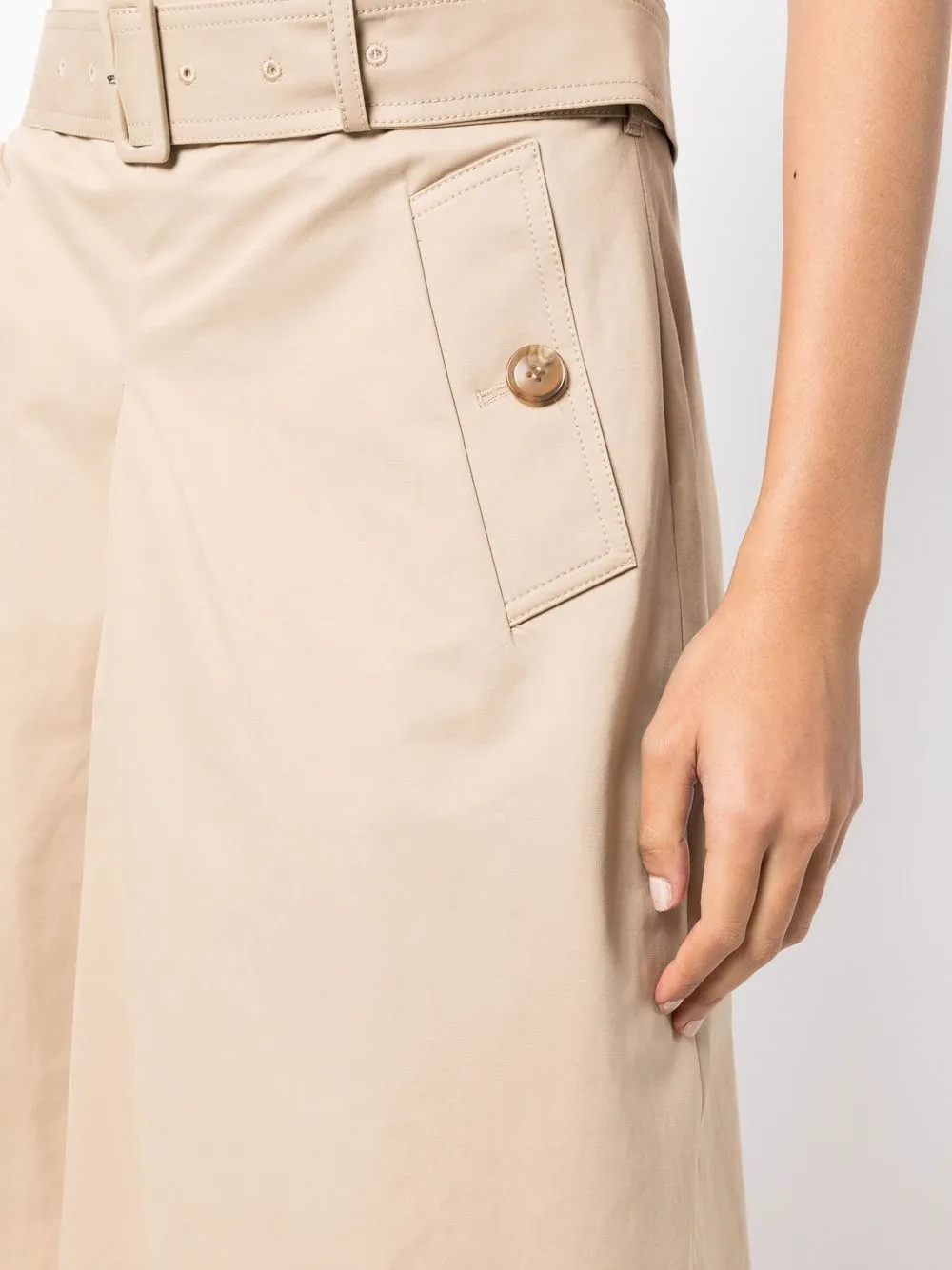 Shop Goen J Belted High-waist A-line Skirt In Brown