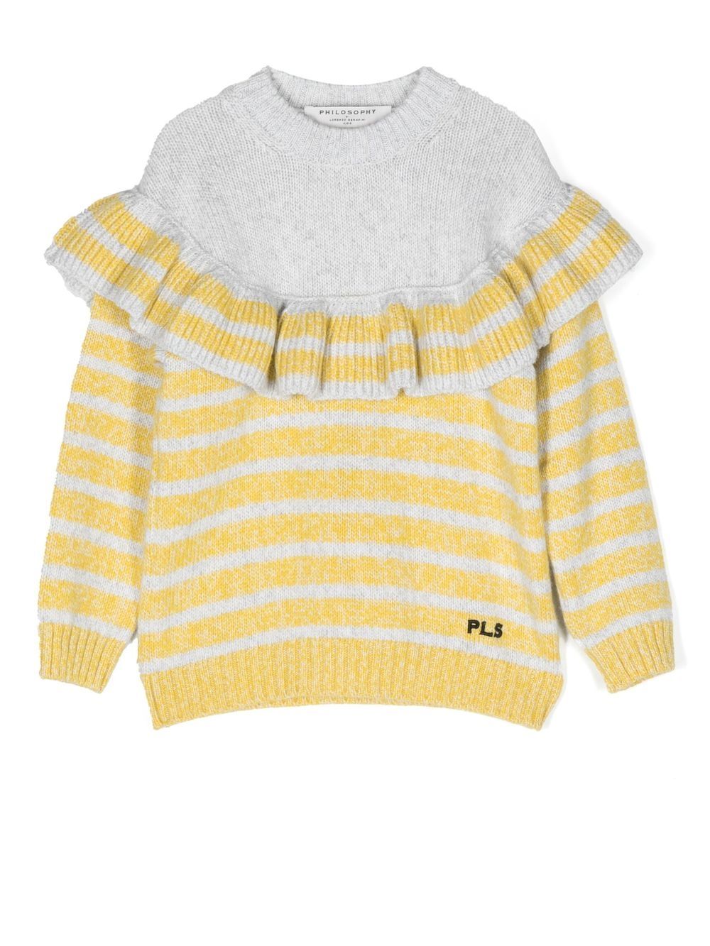 

Philosophy Di Lorenzo Serafini Kids striped ruffle-trim jumper - Grey