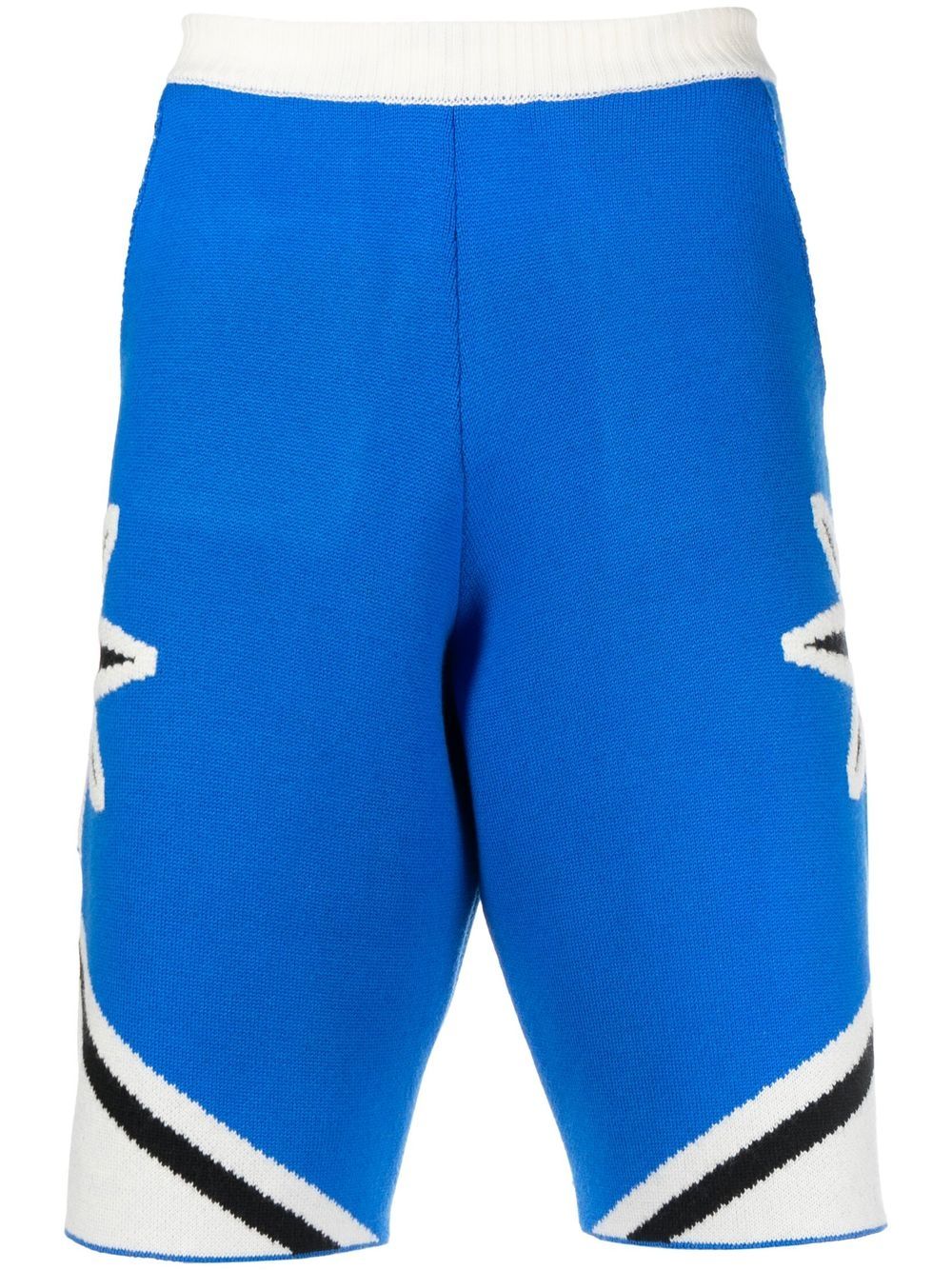 Avril 8790 Intarsia-knit Track Shorts In Blue