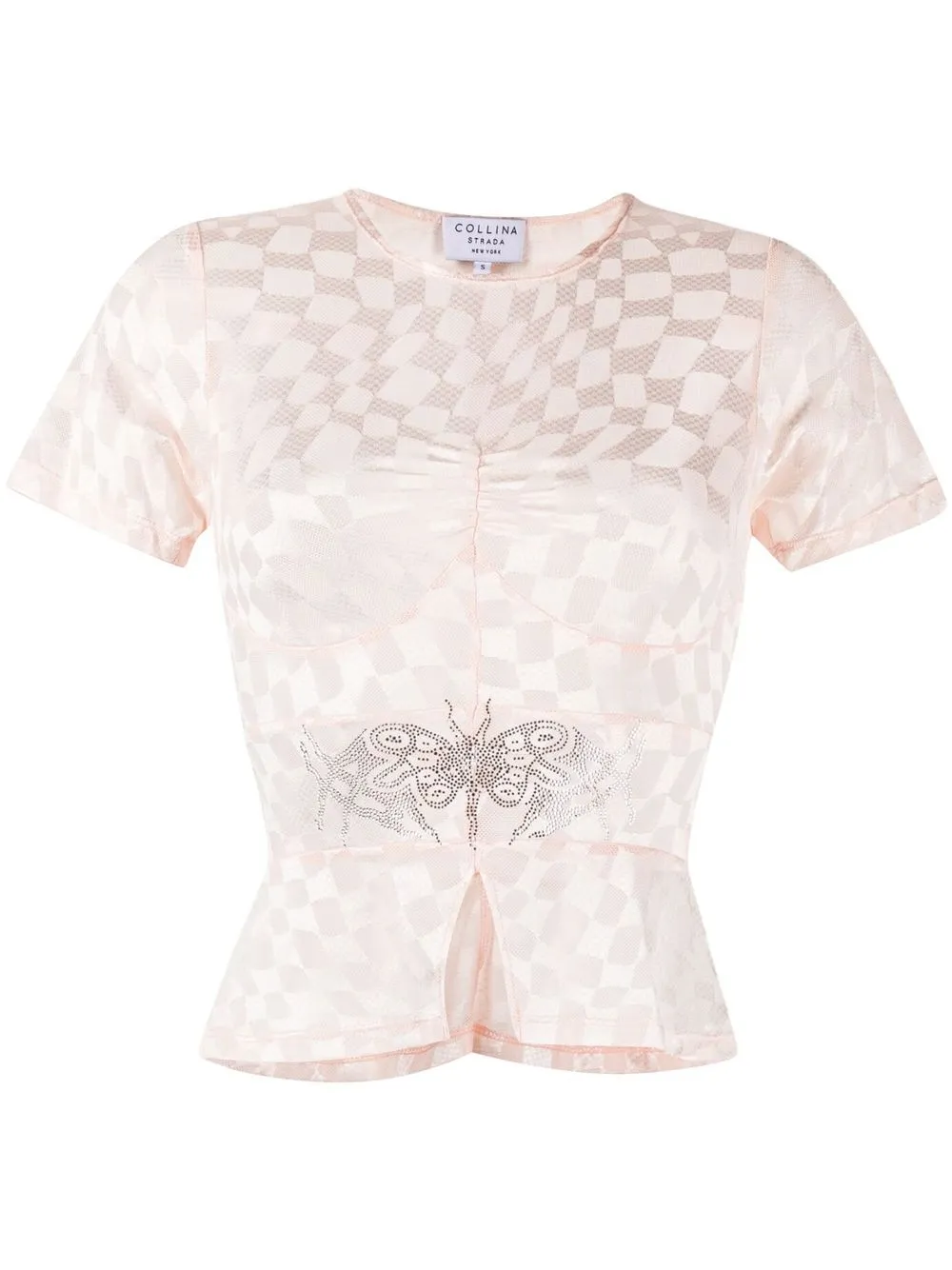 

Collina Strada checkerboard pattern embellished T-Shirt - Pink