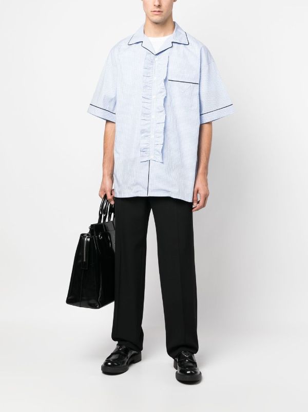 Prada gingham-check ruffle-trimmed Shirt - Farfetch