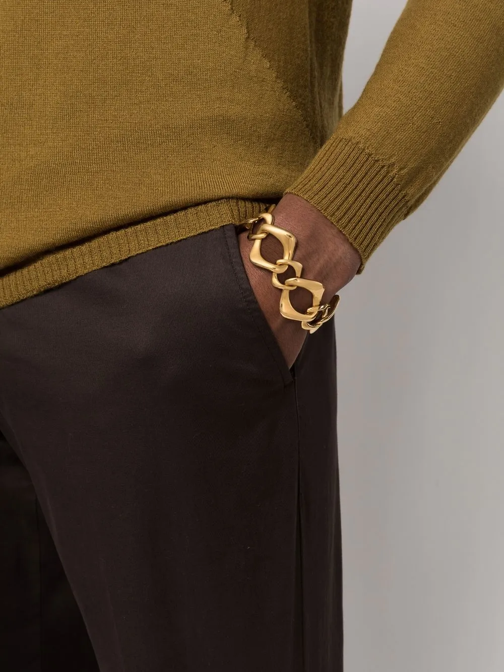 Saint Laurent Pre-Owned 80's asymmetrische schakelarmband - Goud