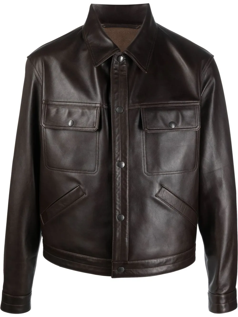 

Lemaire calf leather trucker jacket - Brown