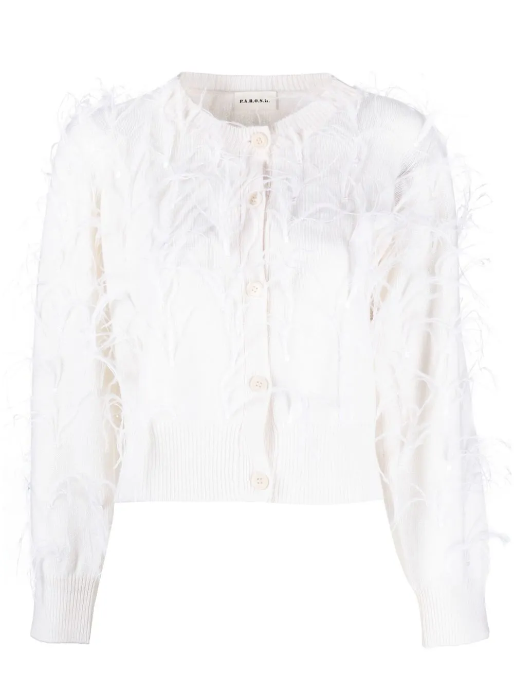 

P.A.R.O.S.H. feather-detail wool-cashmere cardigan - White