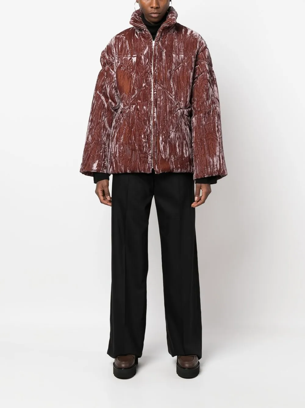Crushed velvet puffer jacket cheap