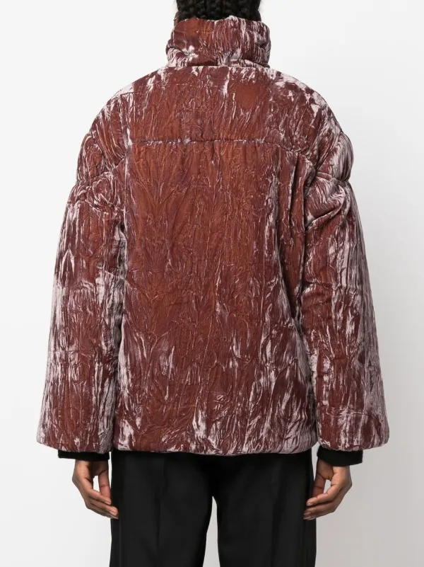 Crushed velvet puffer jacket top