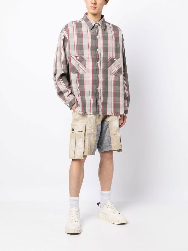 SAINT MXXXXXX Distressed Plaid Flannel Shirt - Farfetch