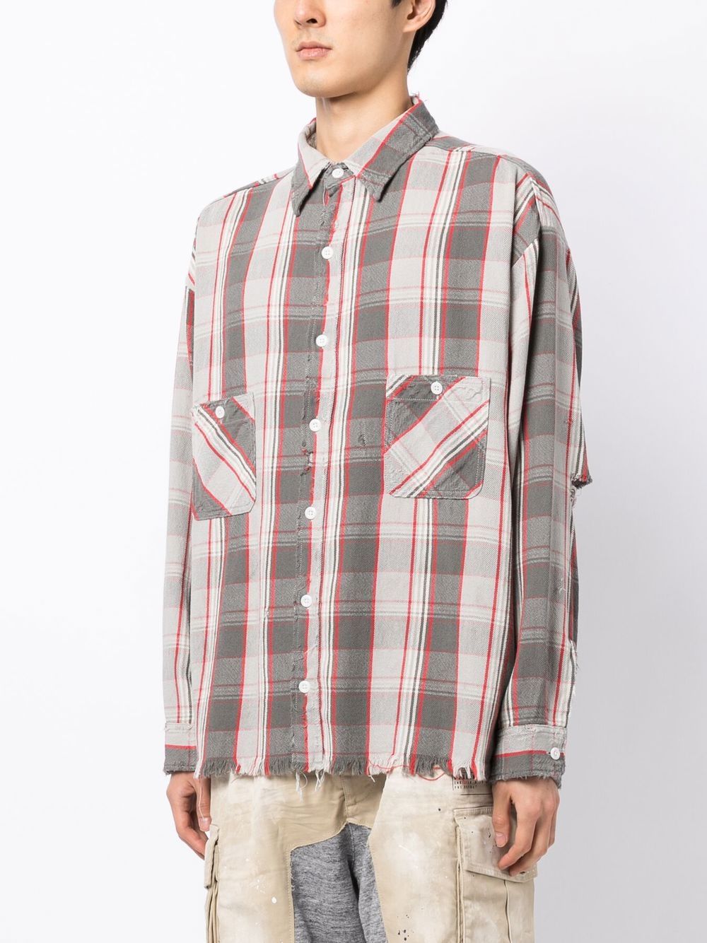 distressed plaid flannel shirt