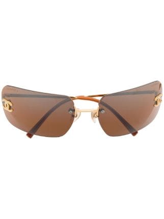 CHANEL Pre-Owned 1990-2000s CC square-frame Sunglasses - Farfetch