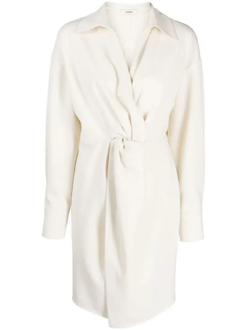 Goen.J vestido camisero manga larga con cuello en V 