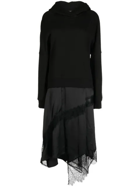 Goen.J vestido midi con ribete de encaje y capucha 