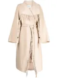 Goen.J double-faced fringed coat - Brown