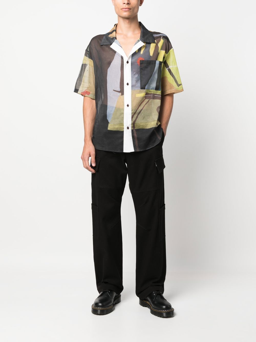 Shop Bethany Williams Abstract-print Short-sleeve Shirt In 蓝色