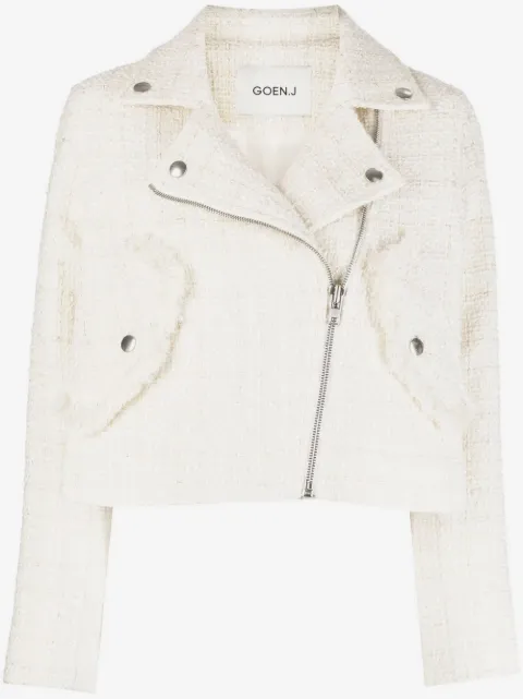 Goen.J Giacca biker in tweed crop