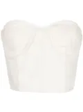 Goen.J chiffon-trimmed tweed bustier top - Neutrals