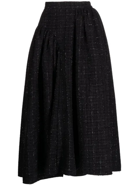 Goen.J tweed ruched-panel midi-skirt