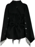 Goen.J layered-fringed cape coat - Black