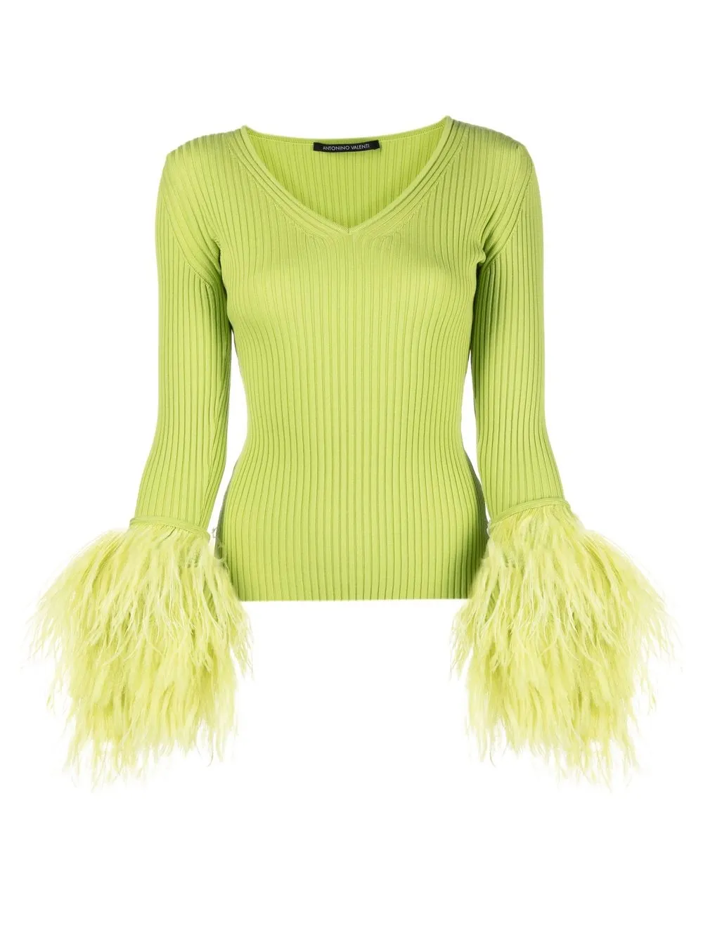 

Antonino Valenti feather-trimmed jumper - Green