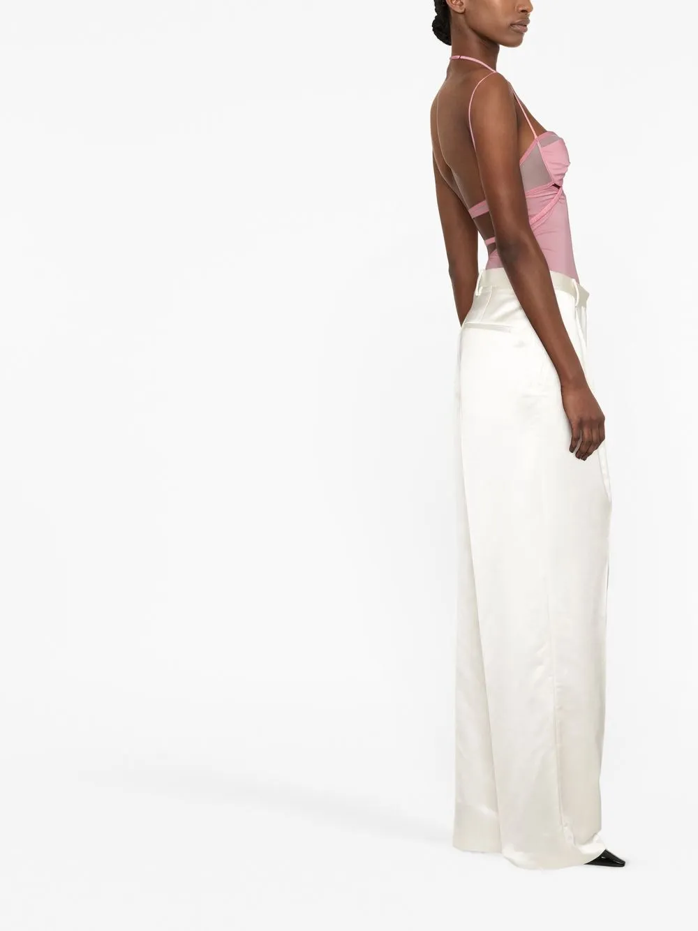 Nensi Dojaka Sheer-panelled Spaghetti-strap Body In Pink