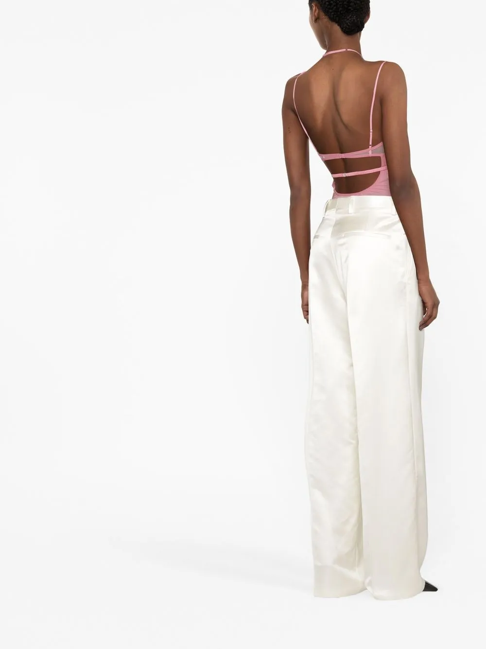 Nensi Dojaka Sheer-panelled Spaghetti-strap Body In Pink