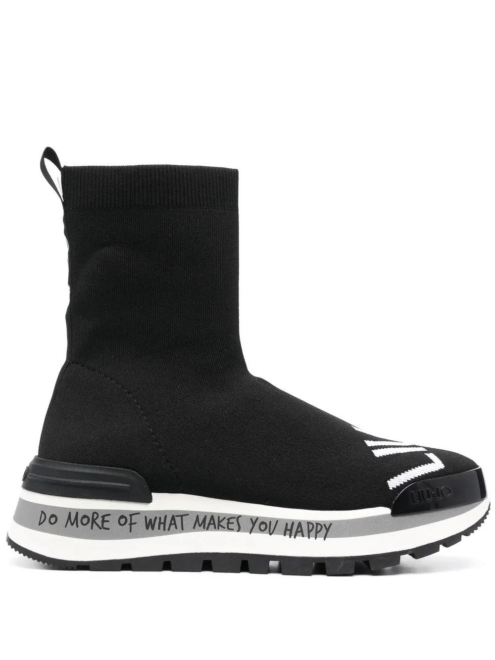 

LIU JO slogan-print platform knit sneakers - Black