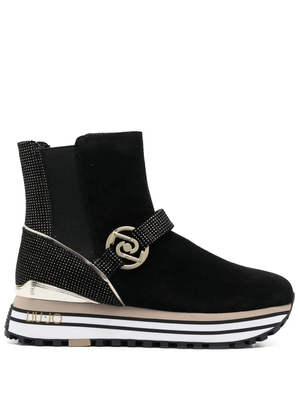 

LIU JO metallic-panelled boots - Black