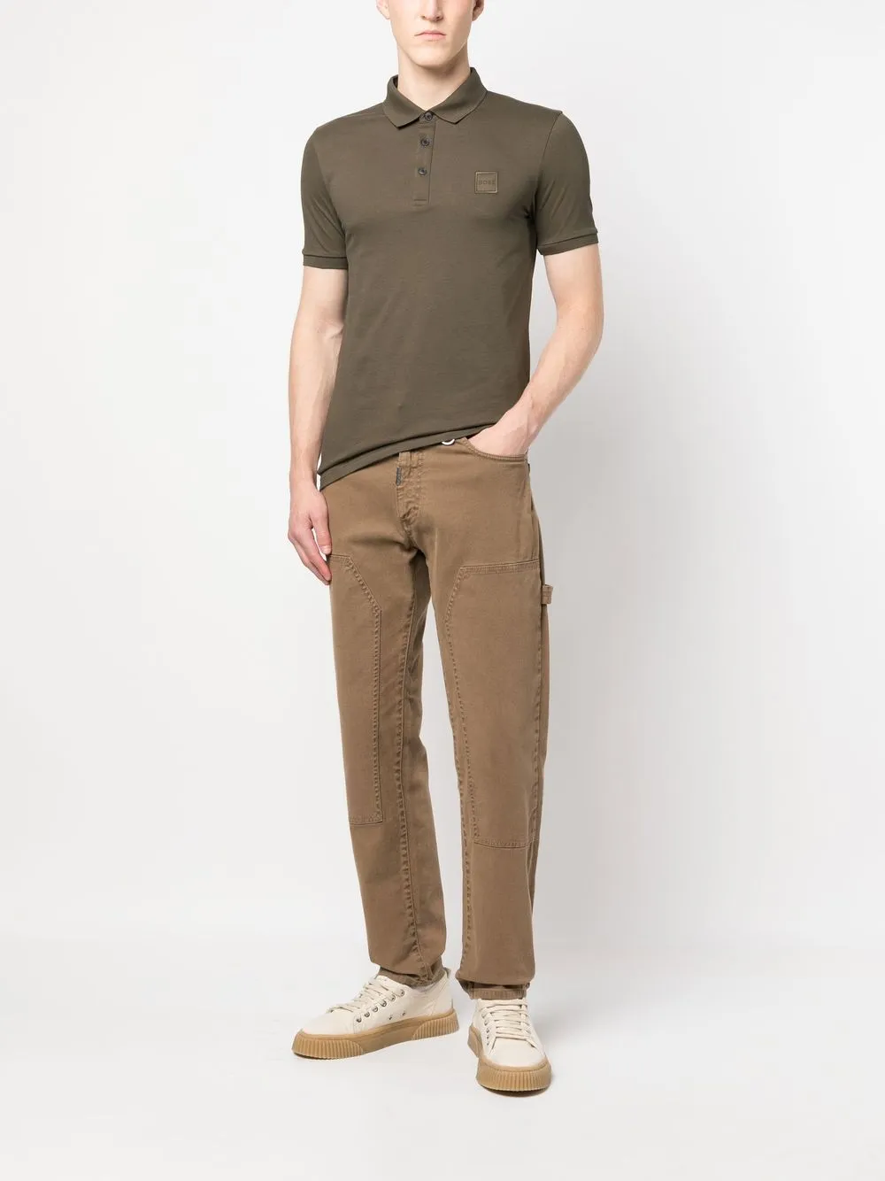 BOSS Poloshirt met logopatch - Groen