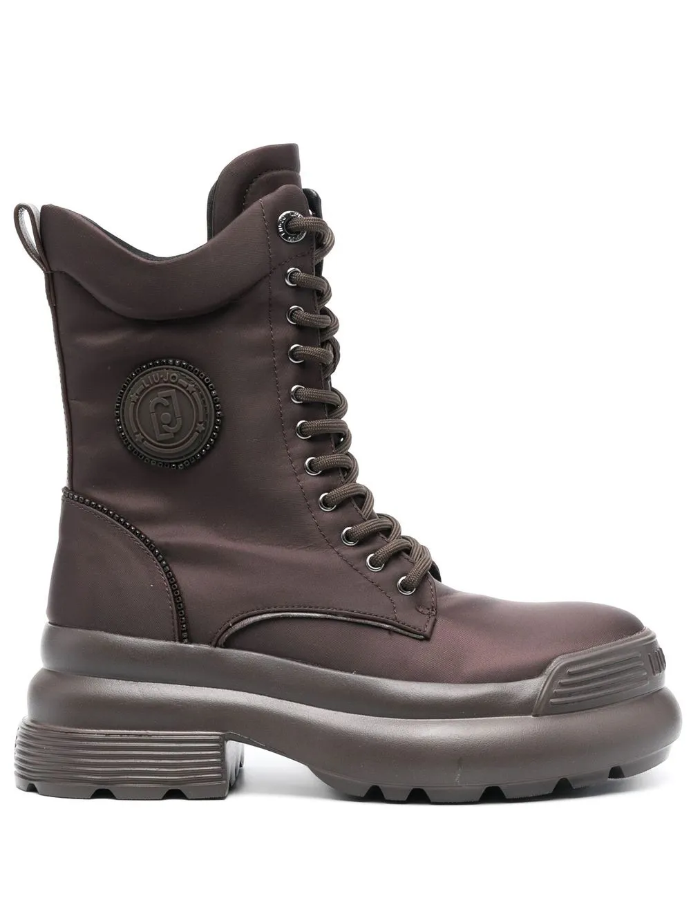 

LIU JO logo-patch combat boots - Brown