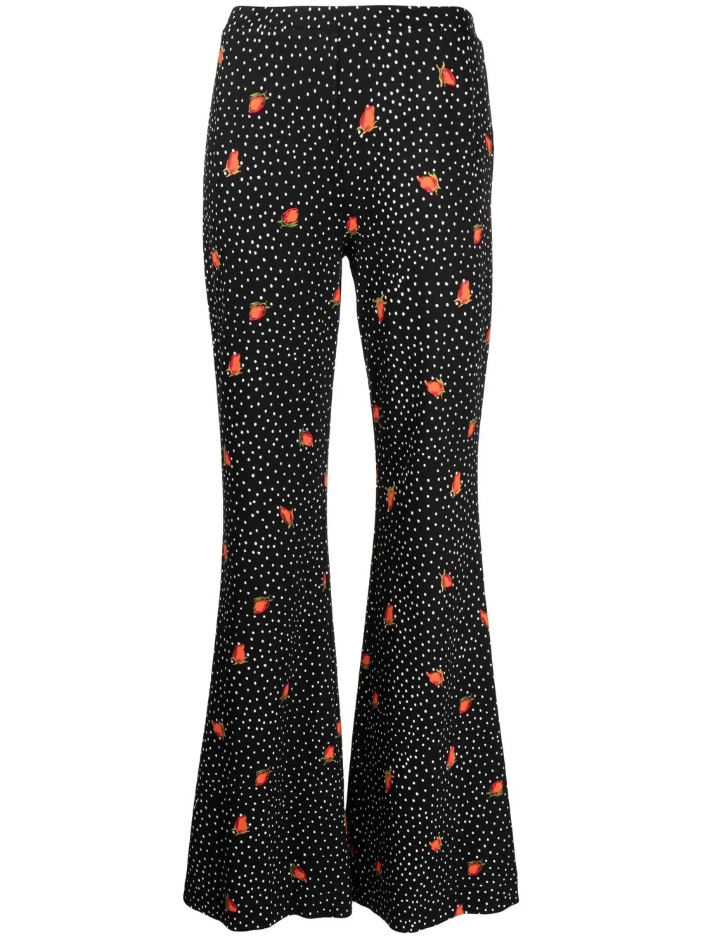 

DVF Diane von Furstenberg pantalones acampanados con estampado de rosa - Negro