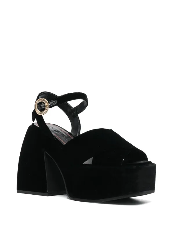 Black velvet platform sandals store