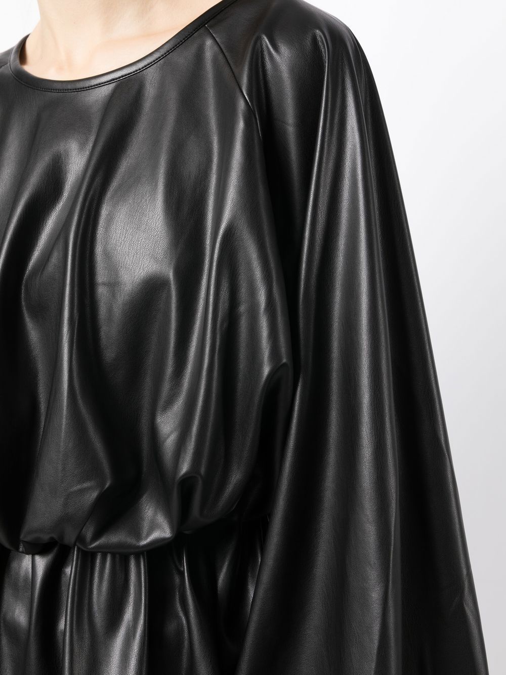 Shop Goen J Faux-leather Draped Top In Black