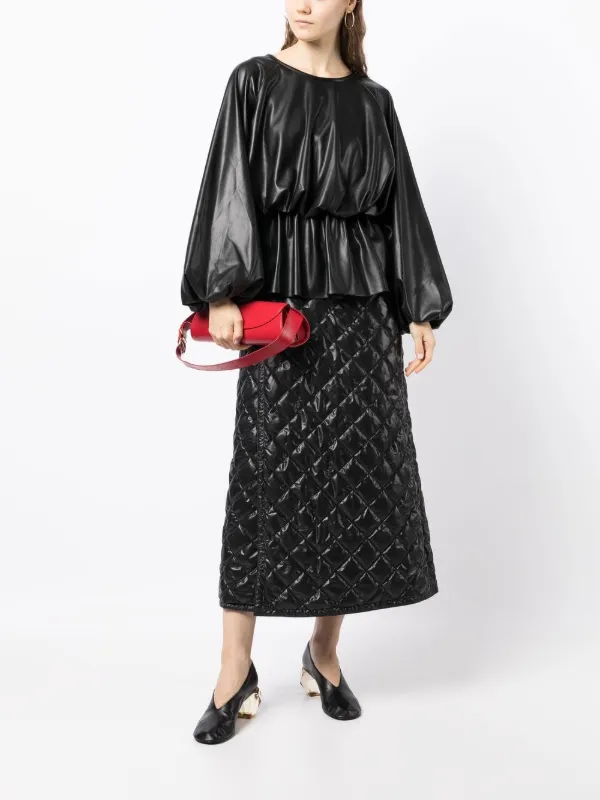 Goen.J Faux-leather Draped Top - Black