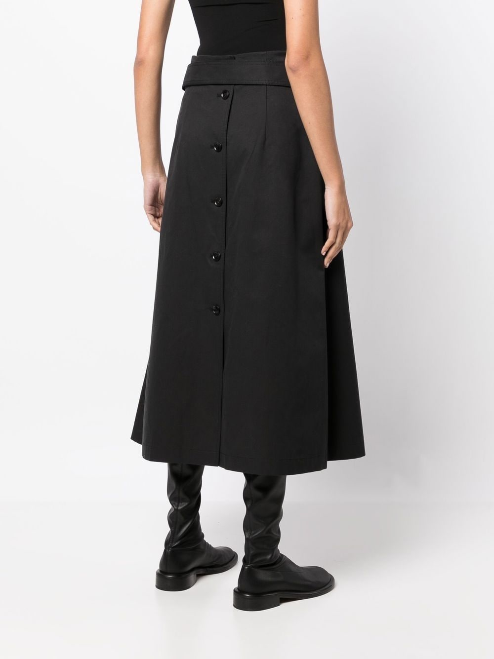 Shop Goen J Belted High-waist A-line Skirt In Black
