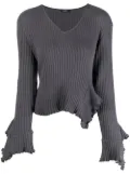 Goen.J V-neck ribbed peplum top - Grey